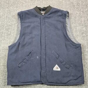 Bulwark Flame Resistant FR Vest Mens XL Blue Quilted Canvas Workwear LNS2NVS